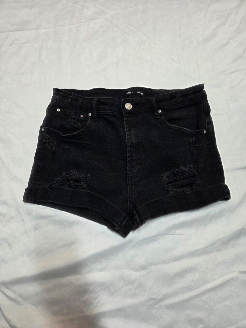 Almost Famous Black Distressed High-Rise Jean Shorts 9
